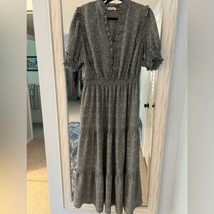 Pastel floral print silky maxi dress.